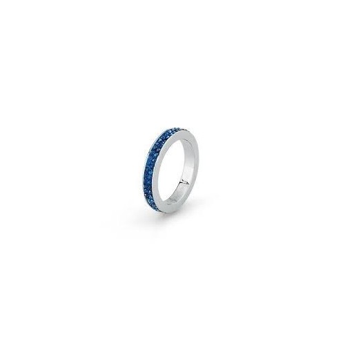 Anello Crystal ring mis. 16 acciaio pasta e zircone blu