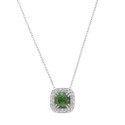 Women 18k White Gold with Green Tourmaline and Diamonds Necklace