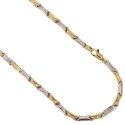 Yellow and white gold 18K 750/1000 bar link chain man necklace