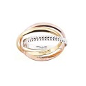 White, yellow and rose gold 18k 750/1000 Interlaced shiny woman rings