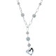 18k 750/1000 White gold with heart pendant and white cubic zirconia woman necklace