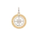 White and yellow gold 18k 750/1000 compass rose pendant