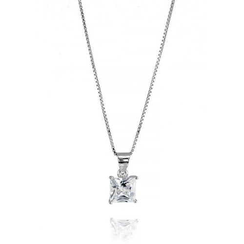 Collana in argento 925 con zircone modello punto luce da donna